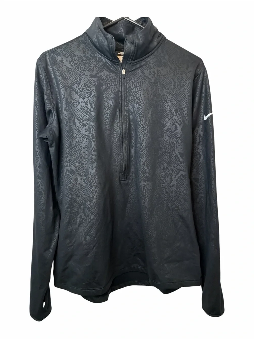 Nike Dri-Fit Black Snakeskin-Texture Half-Zip Pullover XL